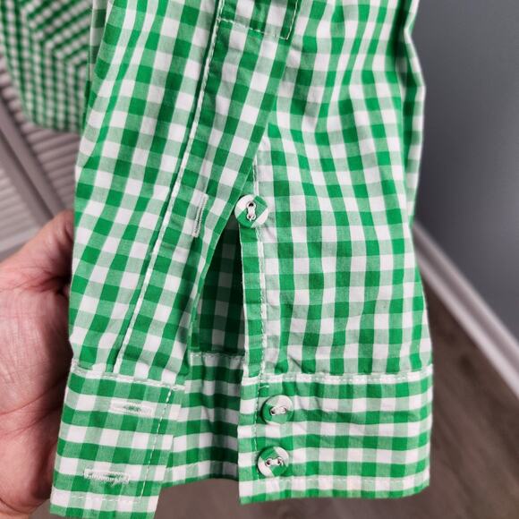 VTG Joan Rivers Green Gingham Button Top Large - Picture 7 of 12